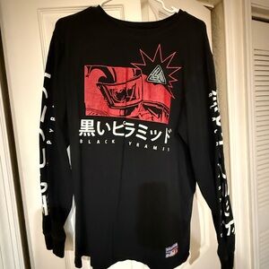 Black Pyramid Men's Red and Black Long Sleeve Tee